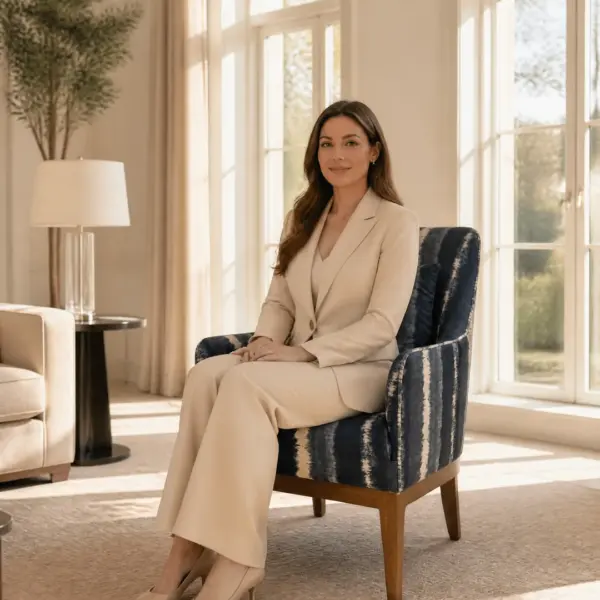 JM Lounge Chair shown in a hotel interior with a seated guest
