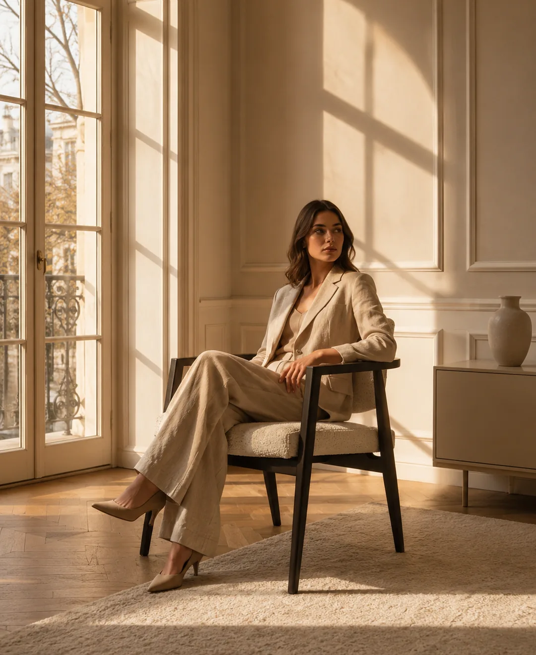 Lois Dining Chair Lois Dining Chair shown in a hotel interior with a seated guest