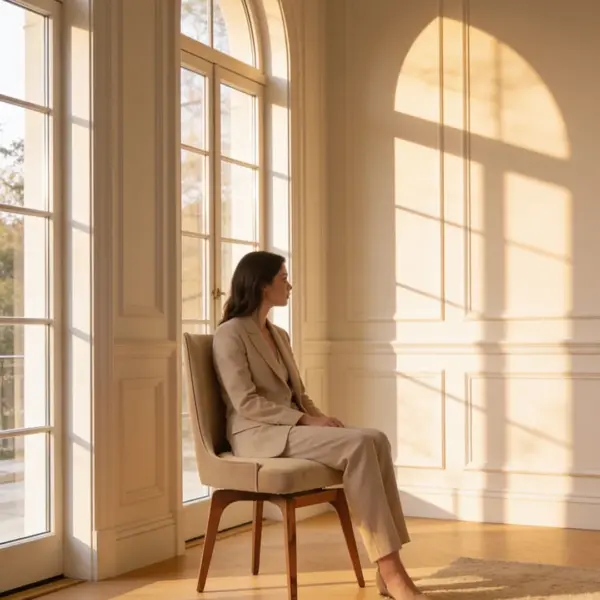 Miller Dining Chair shown in a hotel interior with a seated guest