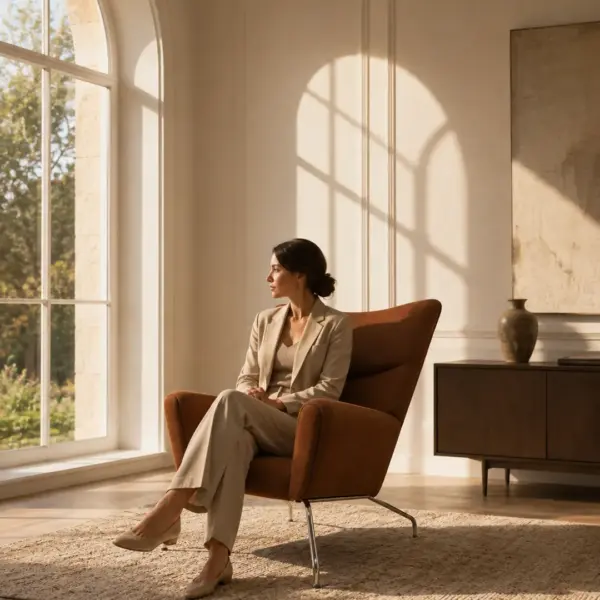 Trio Lounge Chair shown in a hotel interior with a seated guest