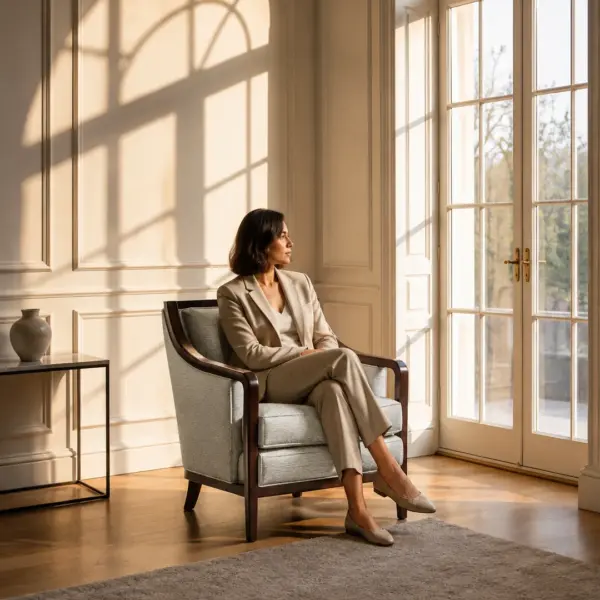 2L Lounge Chair shown in a hotel interior with a seated guest