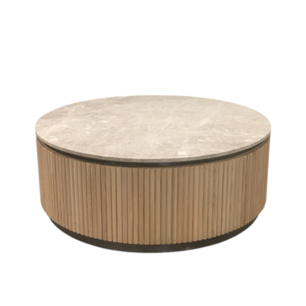 Fluted marble Coffee Table — custom hotel coffee table by HFS