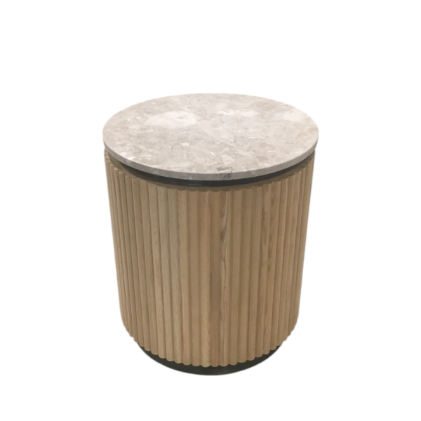 Fluted Marble Side Table — custom hotel side table by HFS