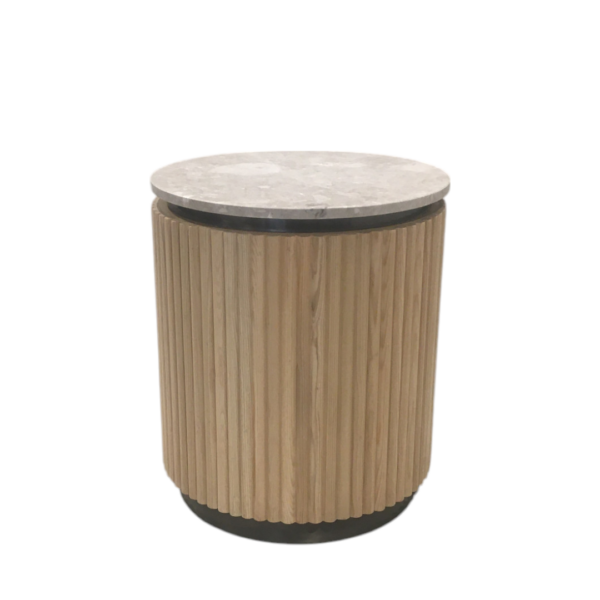 Fluted Marble Side Table — custom hotel side table, view 2