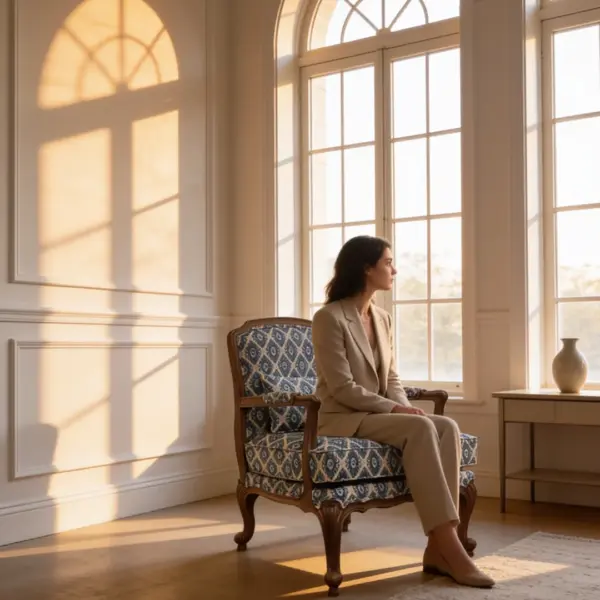Anne Lounge Chair shown in a hotel interior with a seated guest