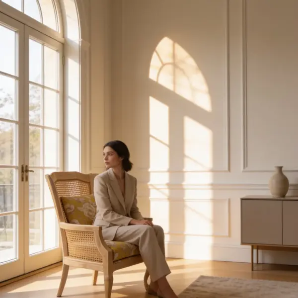 Cara Lounge Chair shown in a hotel interior with a seated guest