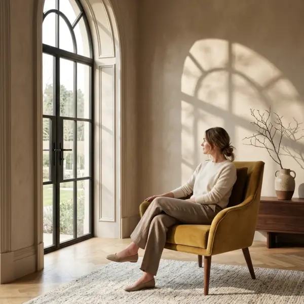 Cosy Lounge Chair shown in a hotel interior with a seated guest