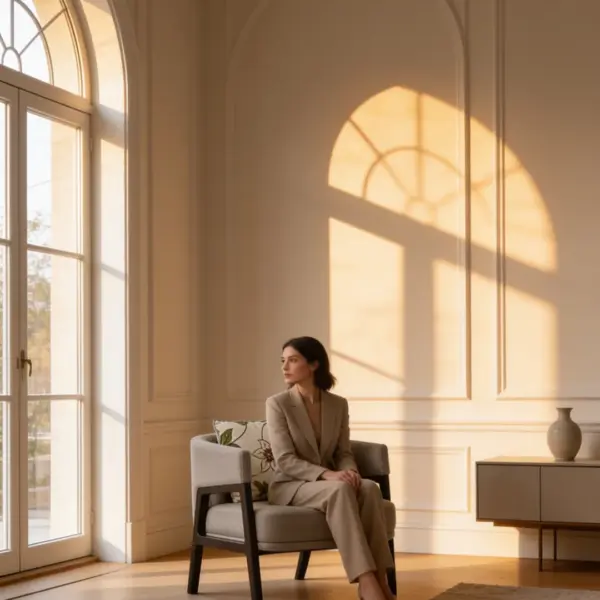 Miller Lounge Chair shown in a hotel interior with a seated guest