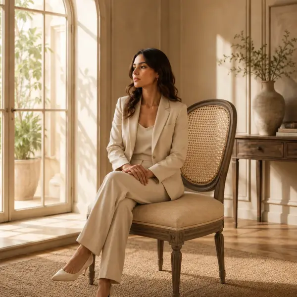 Mok Dining Chair shown in a hotel interior with a seated guest