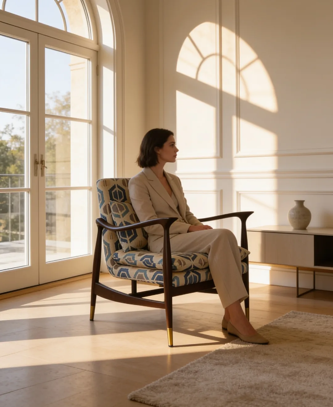 New Vanilla Lounge chair New Vanilla Lounge chair shown in a hotel interior with a seated guest