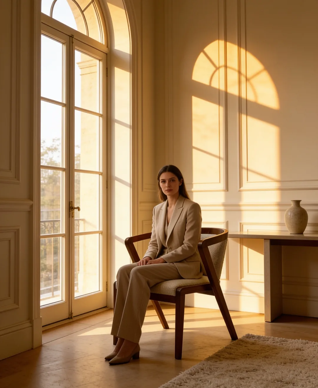 Sher Dining Chair Sher Dining Chair shown in a hotel interior with a seated guest