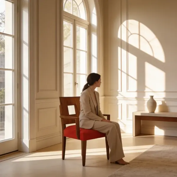 Square Back Dining Chair shown in a hotel interior with a seated guest