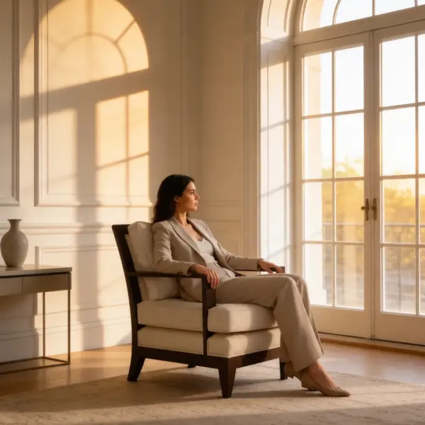 Tyler Lounge Chair shown in a hotel interior with a seated guest