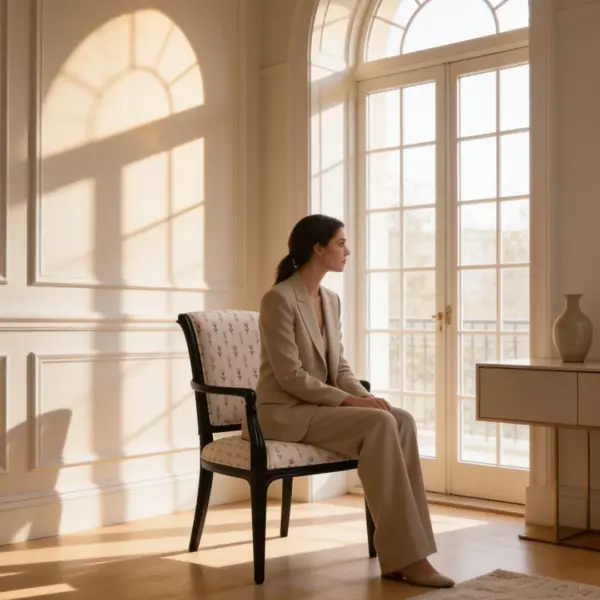 VA Dining Chair shown in a hotel interior with a seated guest