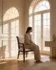 VA Dining Chair shown in a hotel interior with a seated guest